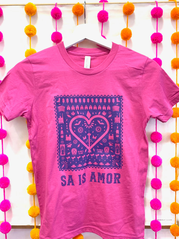 MMF* SA is Amor Kids Shirt - Pink and Navy -  - Clothing - Feliz Modern
