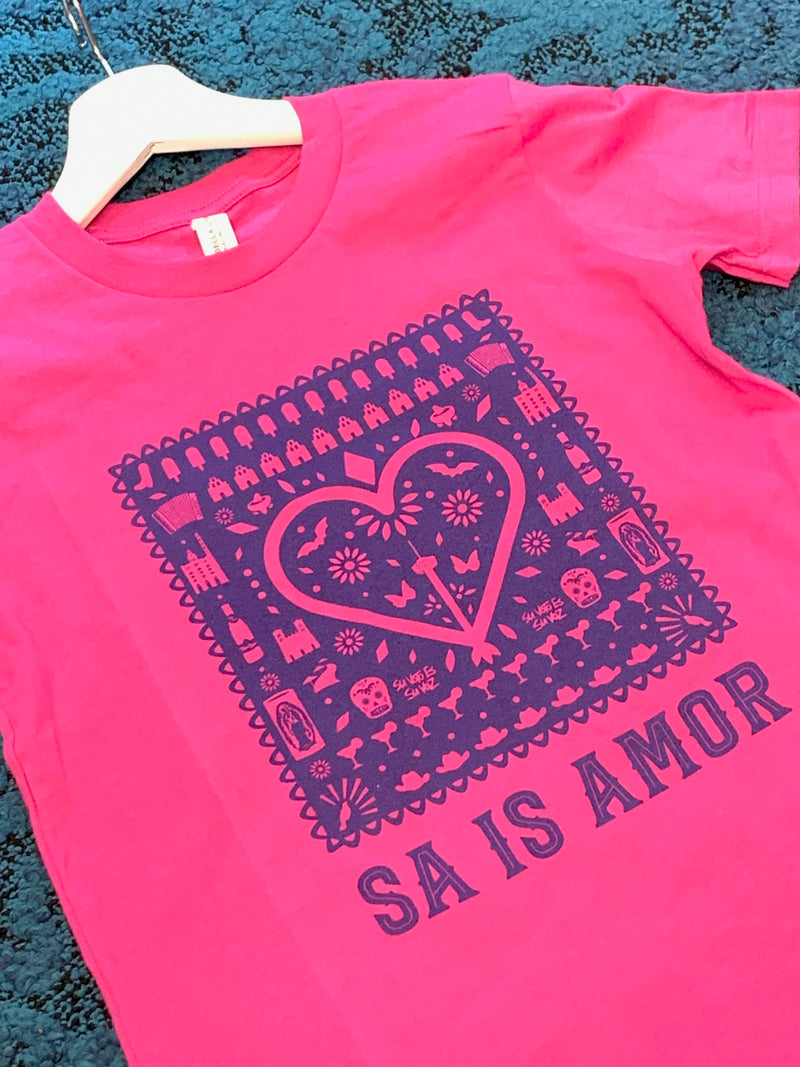 MMF* SA is Amor Kids Shirt - Pink and Navy -  - Clothing - Feliz Modern