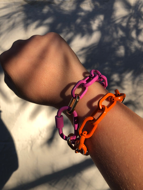 WSW* Luxe Link Enamel Chain Bracelet - Berry - Bracelets - Feliz Modern
