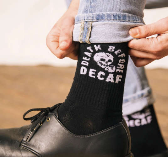 PYF Death Before Decaf Socks -  - Socks - Feliz Modern