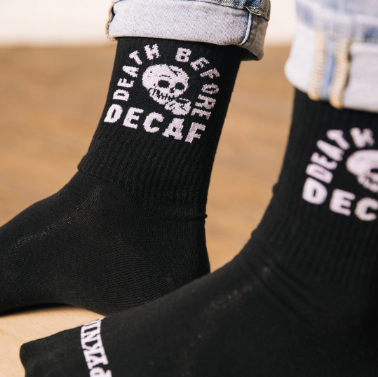 PYF Death Before Decaf Socks -  - Socks - Feliz Modern