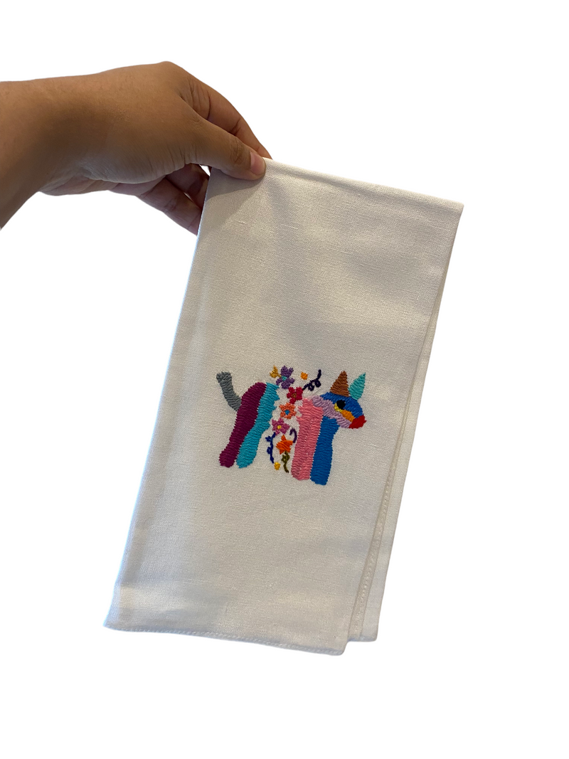 DAI Embroidered Burro Tea Towel -  - Tea Towels & Napkins - Feliz Modern