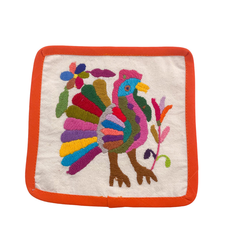 DAI Otomi Linen Coaster - Orange - Coasters - Feliz Modern