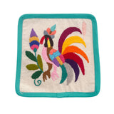 DAI Otomi Linen Coaster - Teal - Coasters - Feliz Modern