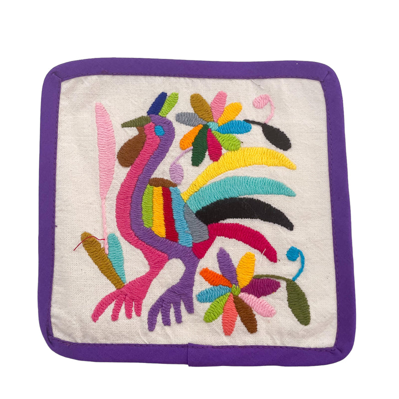 DAI Otomi Linen Coaster - Purple - Coasters - Feliz Modern