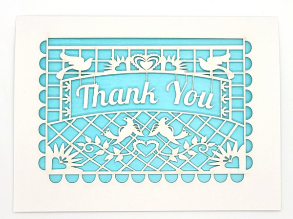 TWH Thank You Papel Picado Card - Light Blue - Cards - Feliz Modern