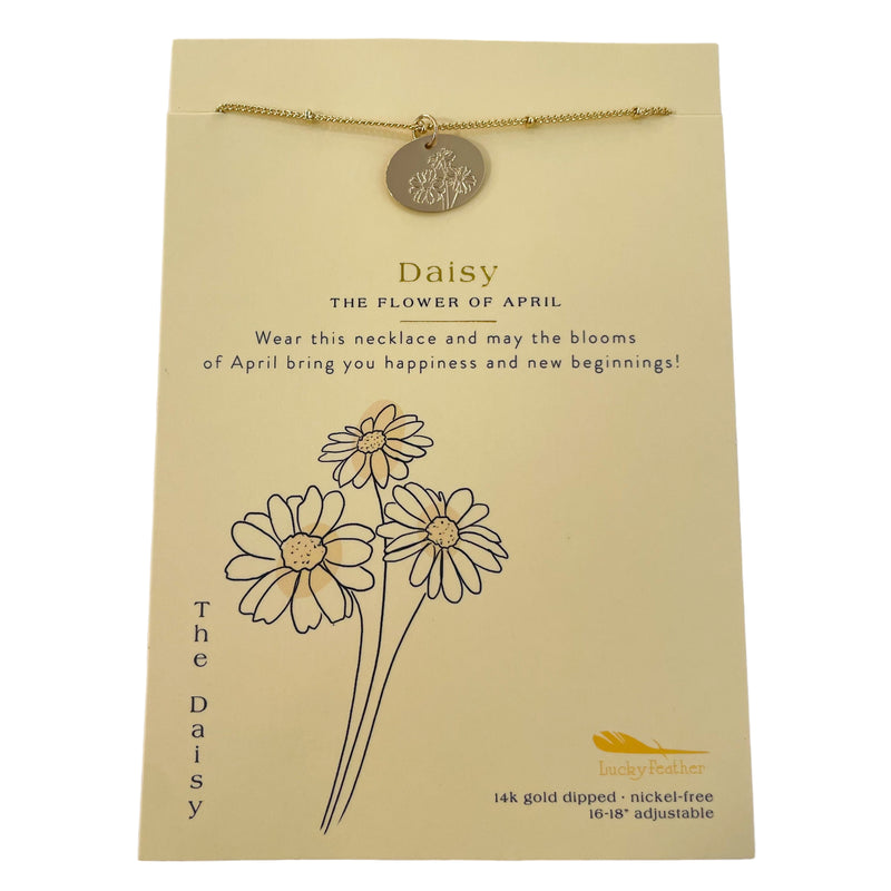 LFTH Floral Birthday Month Necklace - April - Daisy - Necklaces - Feliz Modern