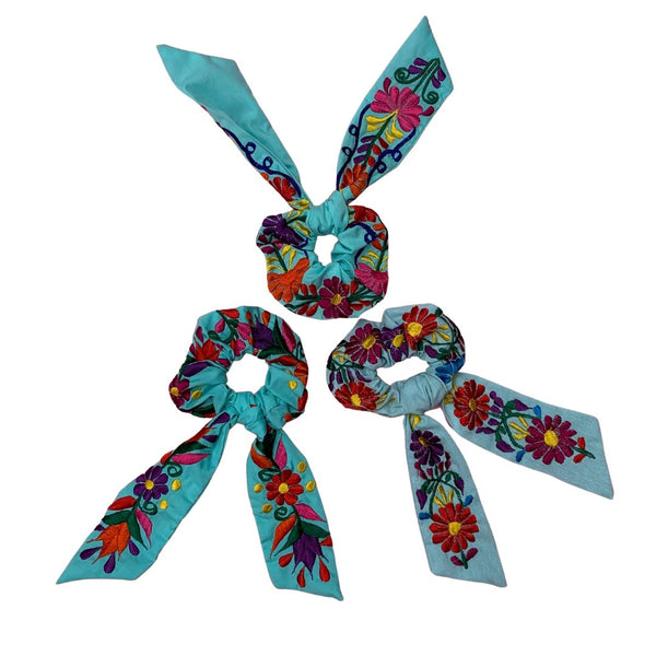 MAPC Floral Scrunchies - Aqua - Hair Accessories - Feliz Modern