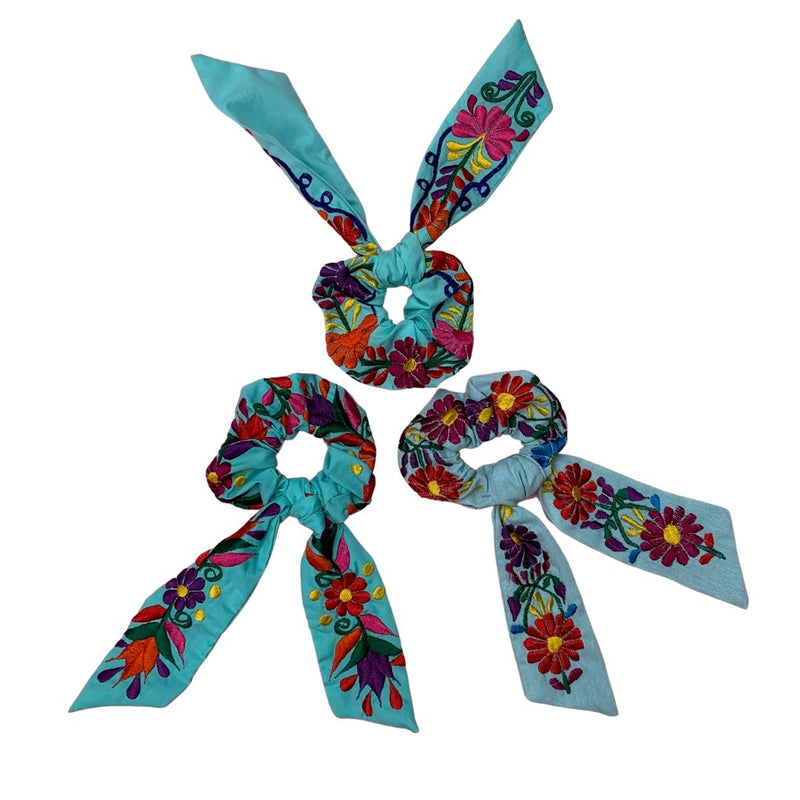 MAPC Floral Scrunchies - Aqua - Hair Accessories - Feliz Modern