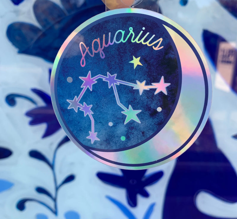 WFLW* Holographic Zodiac Sticker - Aquarius - Stickers - Feliz Modern
