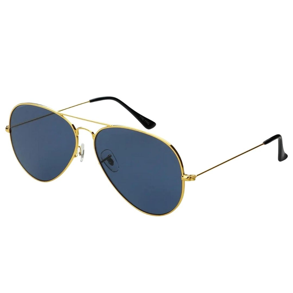 Raptor Extra Large Gold Aviator Sunglasses With Blue Mirror Lenses - 100% UV Protection