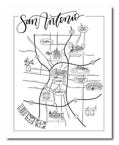 WWG San Antonio Map - Black 8x10 - Art - Feliz Modern