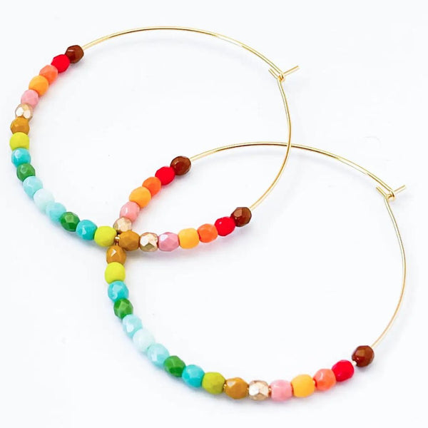 NPT Large Beaded Hoop Earrings -  - Earrings - Feliz Modern