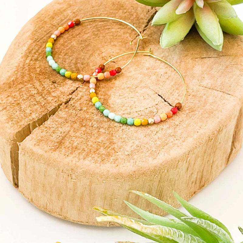 NPT Large Beaded Hoop Earrings -  - Earrings - Feliz Modern