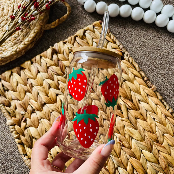 KUAD Strawberry Cup Boba Glass -  - Drinkware - Feliz Modern