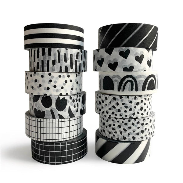 ZYNS* Black & White Washi Tape 12 pack -  - Office & Stationery - Feliz Modern