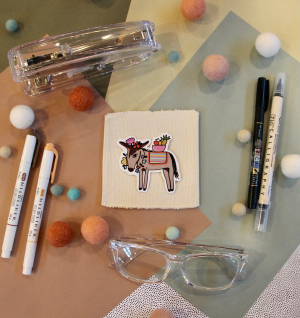GTST Burro with Fruit Basket Sticker -  - Stickers - Feliz Modern