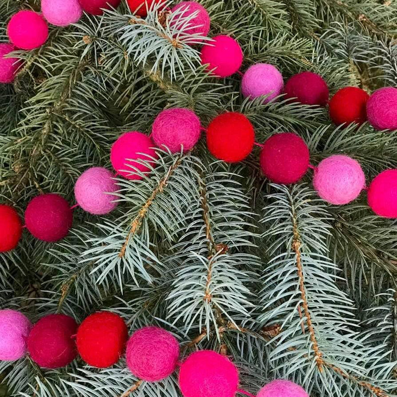 TWR Felt Balls Garland - Hot Pink - Garlands - Feliz Modern