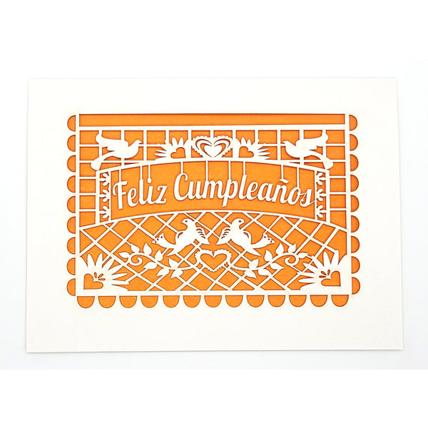 TWH Feliz Cumpleanos Papel Picado Card - Orange - Cards - Feliz Modern