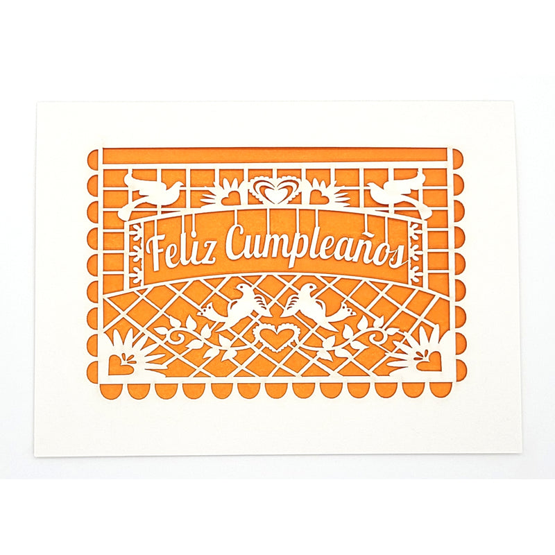 TWH Feliz Cumpleanos Papel Picado Card - Orange - Cards - Feliz Modern