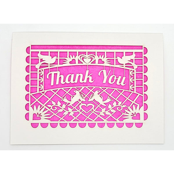 TWH Thank You Papel Picado Card - Pink - Cards - Feliz Modern