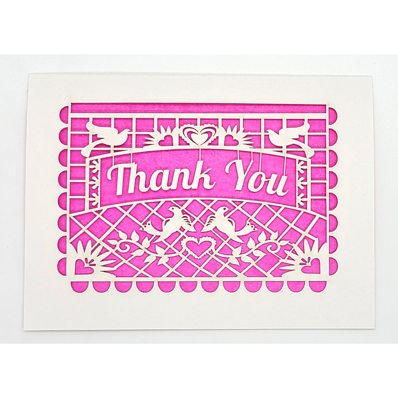 TWH Thank You Papel Picado Card - Pink - Cards - Feliz Modern
