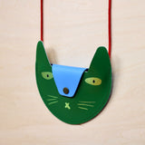 AKCD Cat Pocket Purse - Green / Cornflower - Bags - Feliz Modern