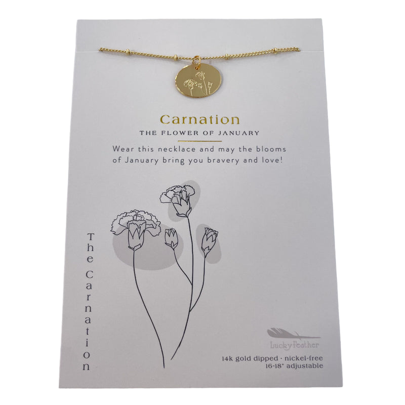 LFTH Floral Birthday Month Necklace - January - Carnation - Necklaces - Feliz Modern