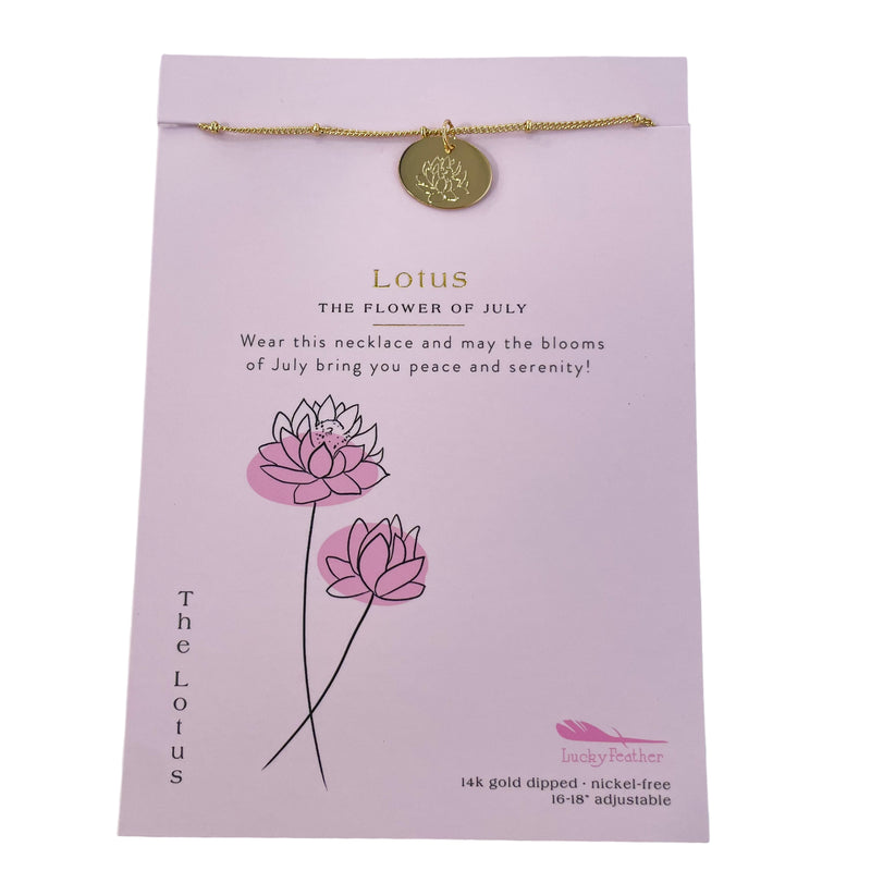 LFTH Floral Birthday Month Necklace - July - Lotus - Necklaces - Feliz Modern