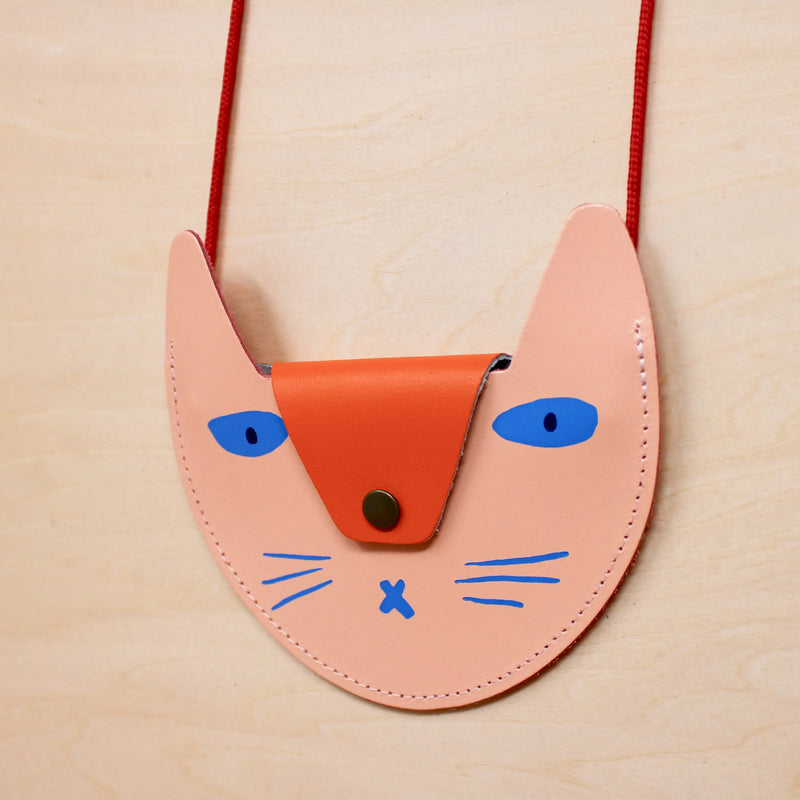 AKCD Cat Pocket Purse - Pale Pink / Orange - Bags - Feliz Modern