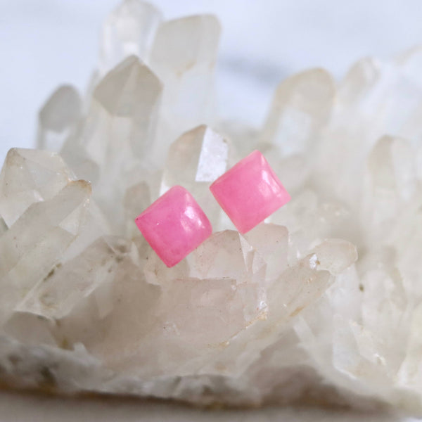 MSBL* Pink Jade Stud Earrings -  - Earrings - Feliz Modern