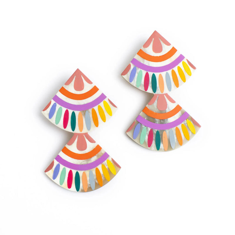 SST Double Layered Rainbow Tile Earrings -  - Earrings - Feliz Modern