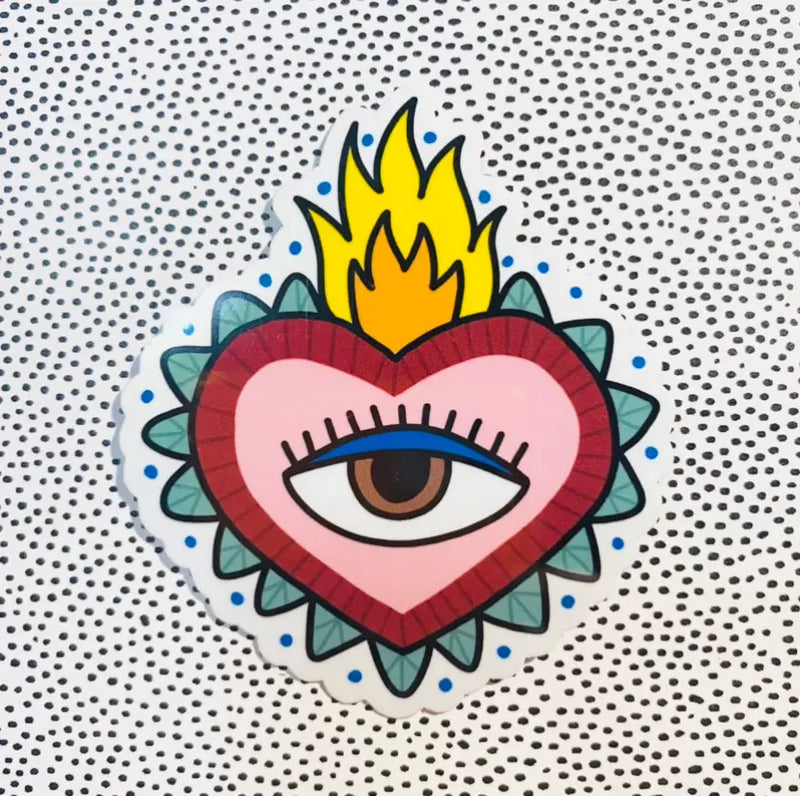 GTST Sacred Heart Yellow Flame Sticker -  - Stickers - Feliz Modern