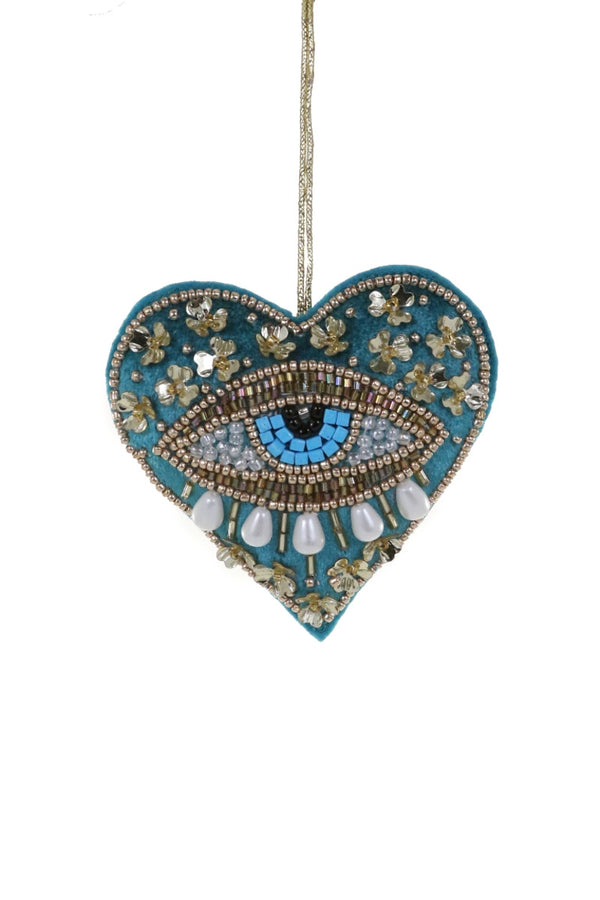 CFC Sacred Eye Heart Ornament - Blue - Christmas - Feliz Modern