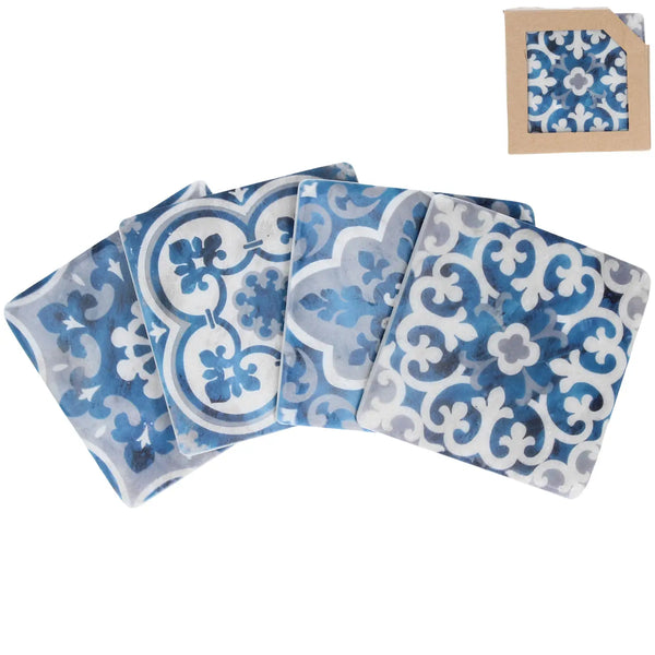 STHH Blue & White Tile Coasters - Set of 4 -  - Coasters - Feliz Modern