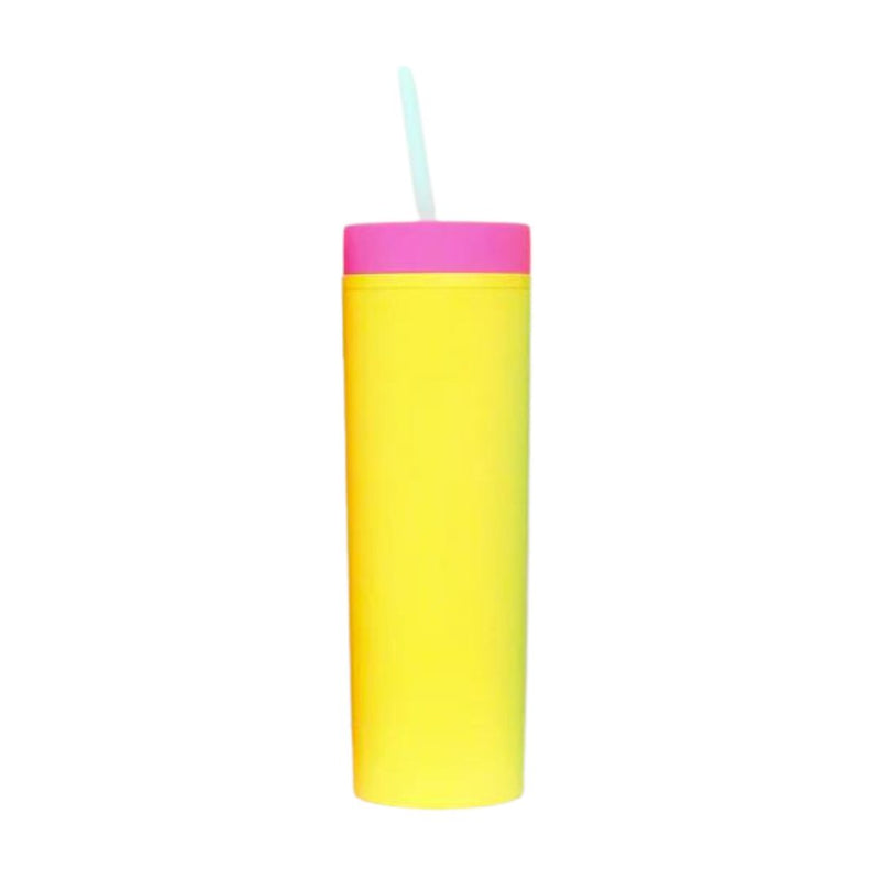 KAC* Matte Color Block Tumbler - Yellow & Hot Pink - Drinkware - Feliz Modern
