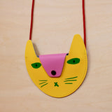 AKCD Cat Pocket Purse - Yellow / Pink - Bags - Feliz Modern